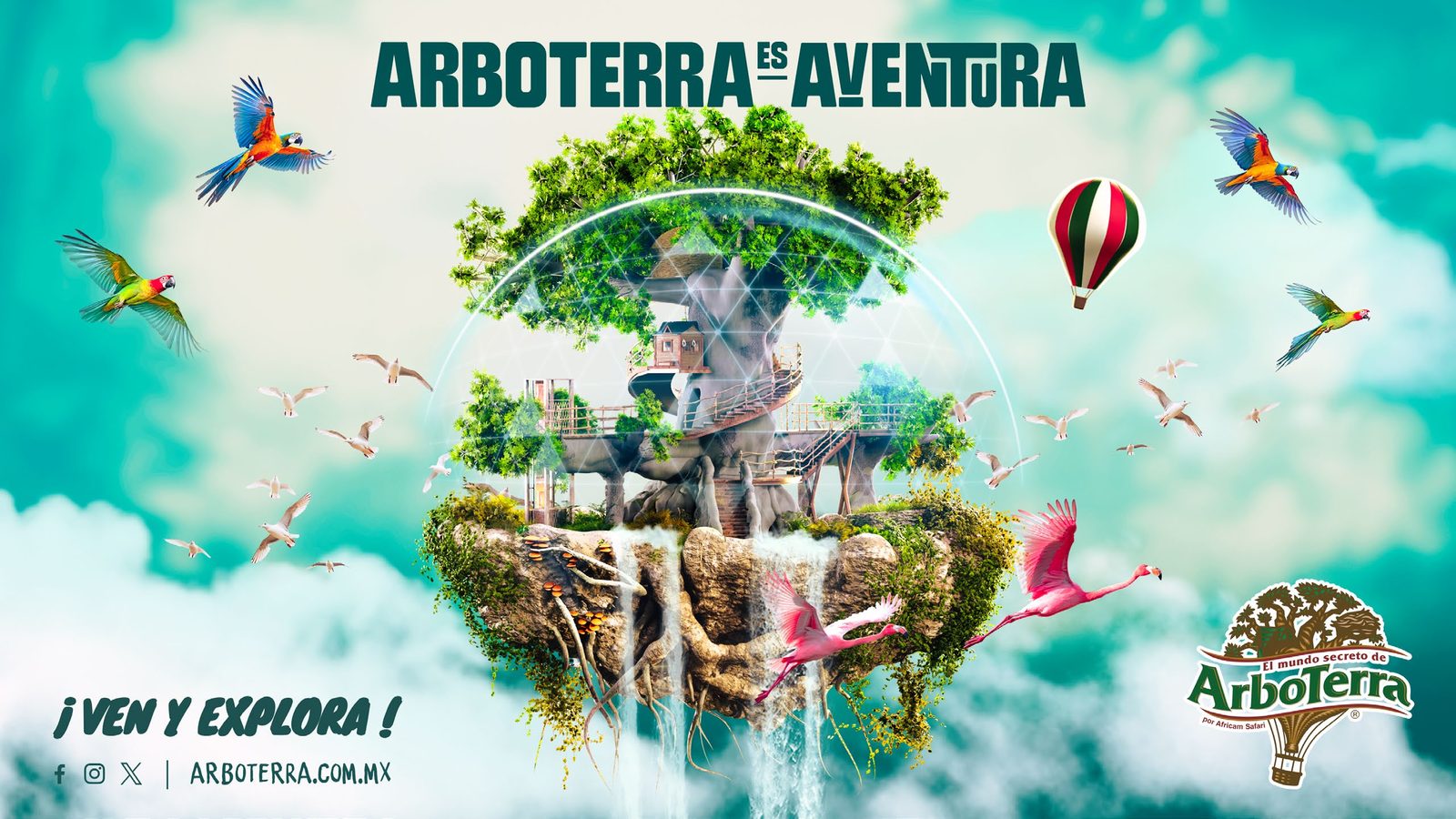 The Árbol Arcano floating over teal clouds
