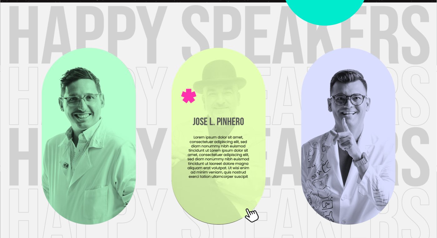 Speakers section of the Happy Talks landing page