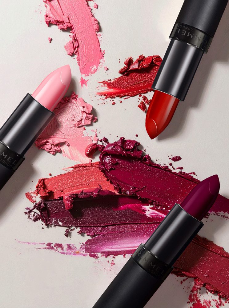 Most of the time went into Photoshop: the generic lipsticks were replaced with the real Rimmel product.